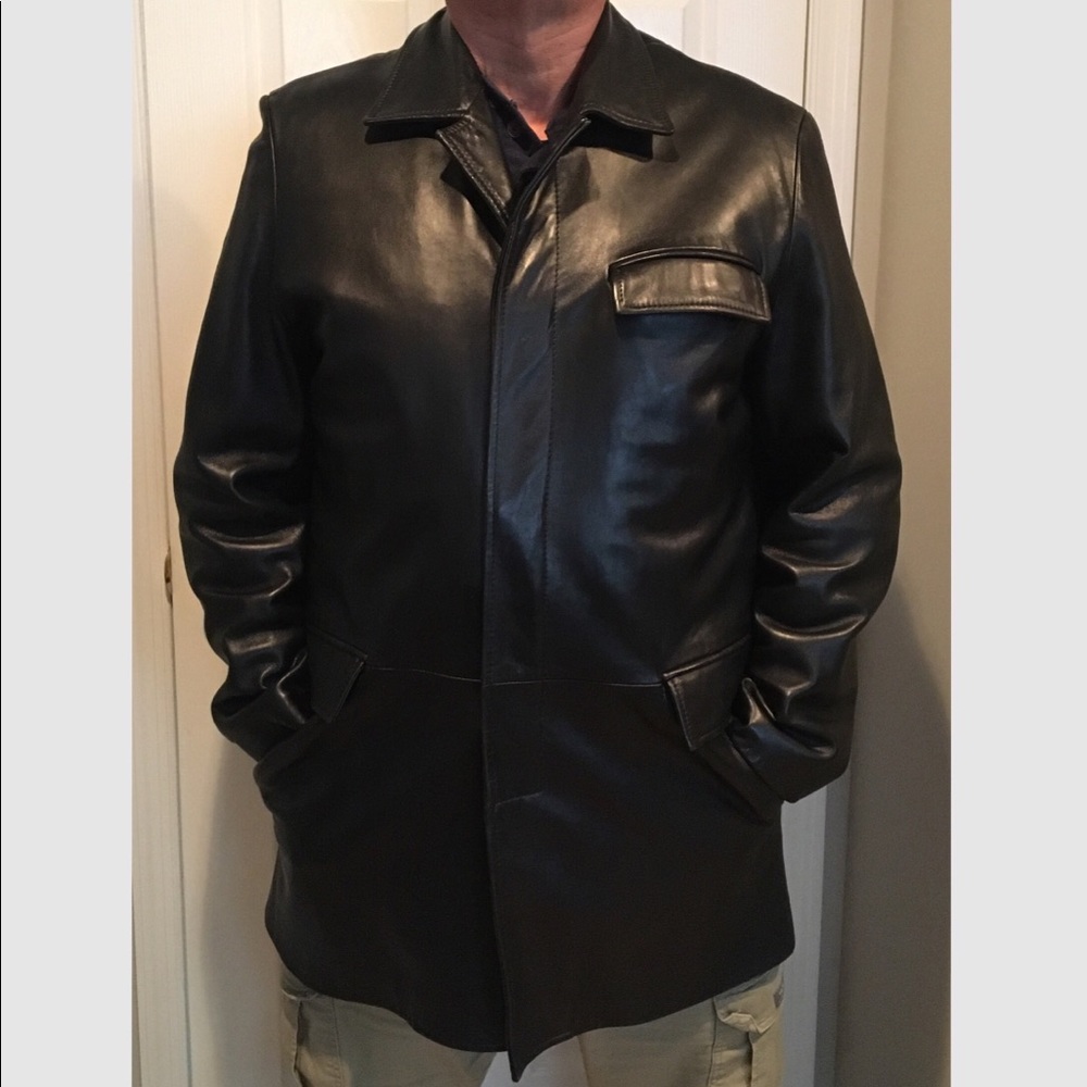 Cole Haan lambskin car coat